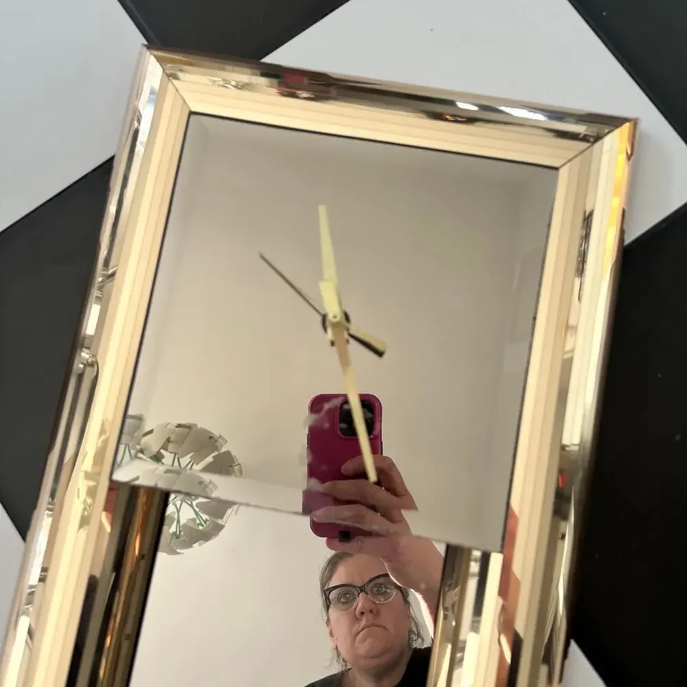 Gold Disco Hollywood Regency ACCESSORY ART STUDIOS Wall Mirrored Clock Deco 80s - Picture 3 of 8